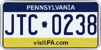 PA license plate JTC0238
