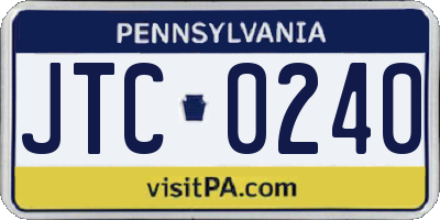 PA license plate JTC0240