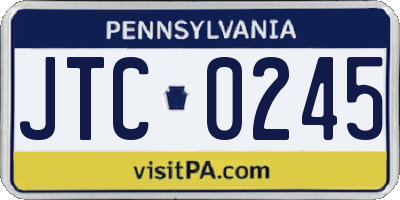 PA license plate JTC0245