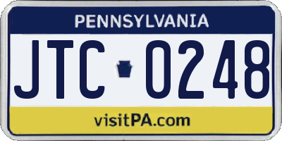 PA license plate JTC0248