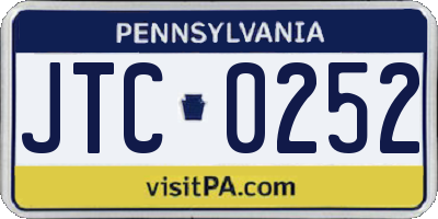 PA license plate JTC0252