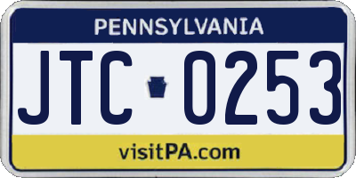 PA license plate JTC0253
