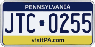 PA license plate JTC0255