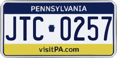 PA license plate JTC0257