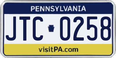 PA license plate JTC0258