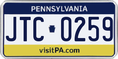 PA license plate JTC0259
