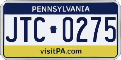 PA license plate JTC0275