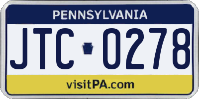 PA license plate JTC0278