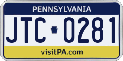 PA license plate JTC0281
