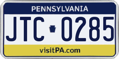 PA license plate JTC0285