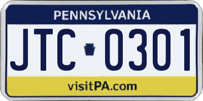 PA license plate JTC0301