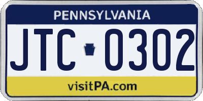 PA license plate JTC0302
