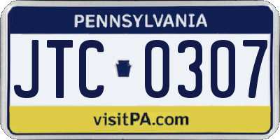 PA license plate JTC0307