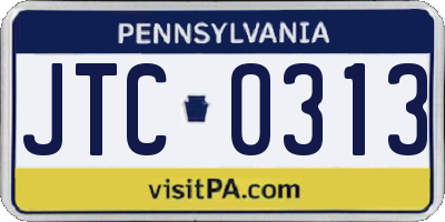PA license plate JTC0313