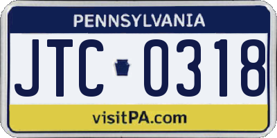 PA license plate JTC0318
