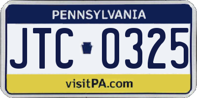 PA license plate JTC0325