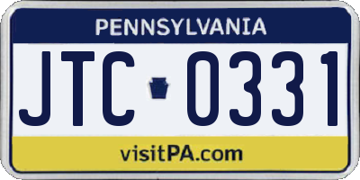 PA license plate JTC0331