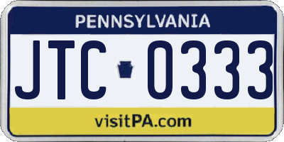 PA license plate JTC0333