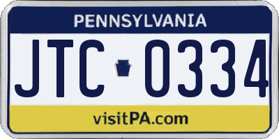 PA license plate JTC0334