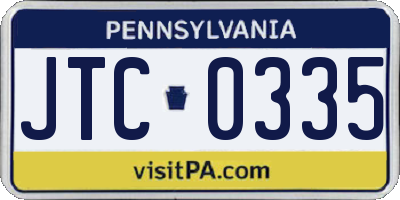 PA license plate JTC0335
