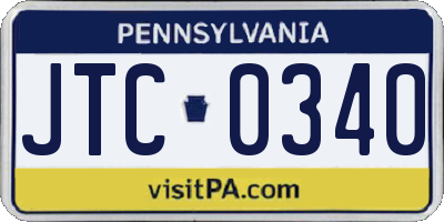 PA license plate JTC0340