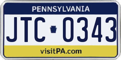 PA license plate JTC0343