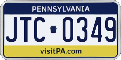 PA license plate JTC0349