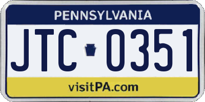 PA license plate JTC0351