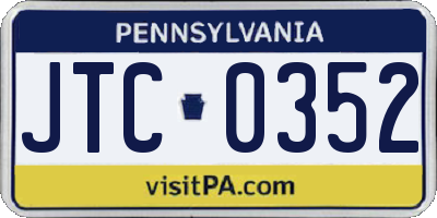 PA license plate JTC0352