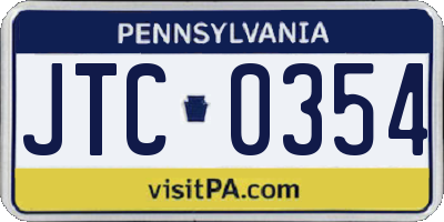 PA license plate JTC0354