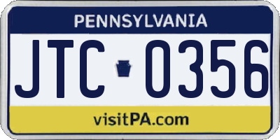 PA license plate JTC0356