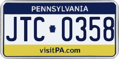 PA license plate JTC0358