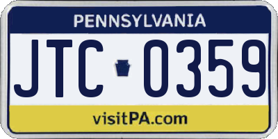 PA license plate JTC0359