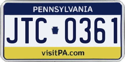 PA license plate JTC0361