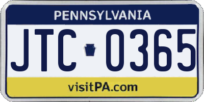 PA license plate JTC0365