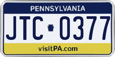 PA license plate JTC0377