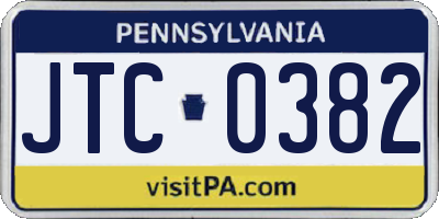 PA license plate JTC0382