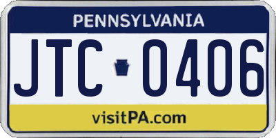PA license plate JTC0406