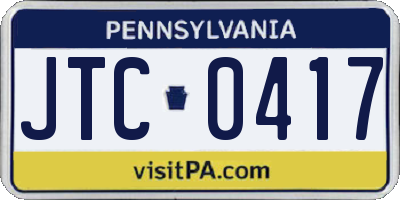 PA license plate JTC0417