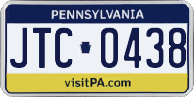 PA license plate JTC0438