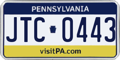 PA license plate JTC0443