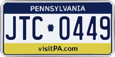 PA license plate JTC0449