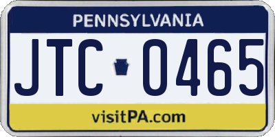 PA license plate JTC0465