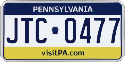PA license plate JTC0477