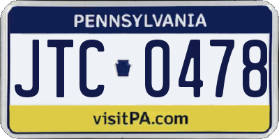 PA license plate JTC0478