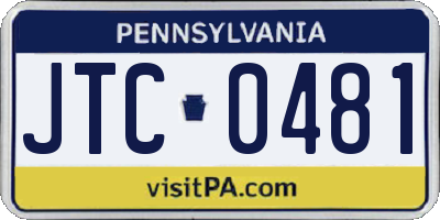 PA license plate JTC0481