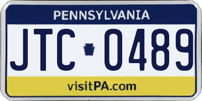 PA license plate JTC0489