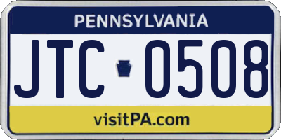 PA license plate JTC0508