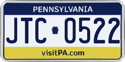 PA license plate JTC0522