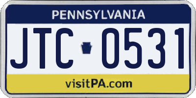 PA license plate JTC0531